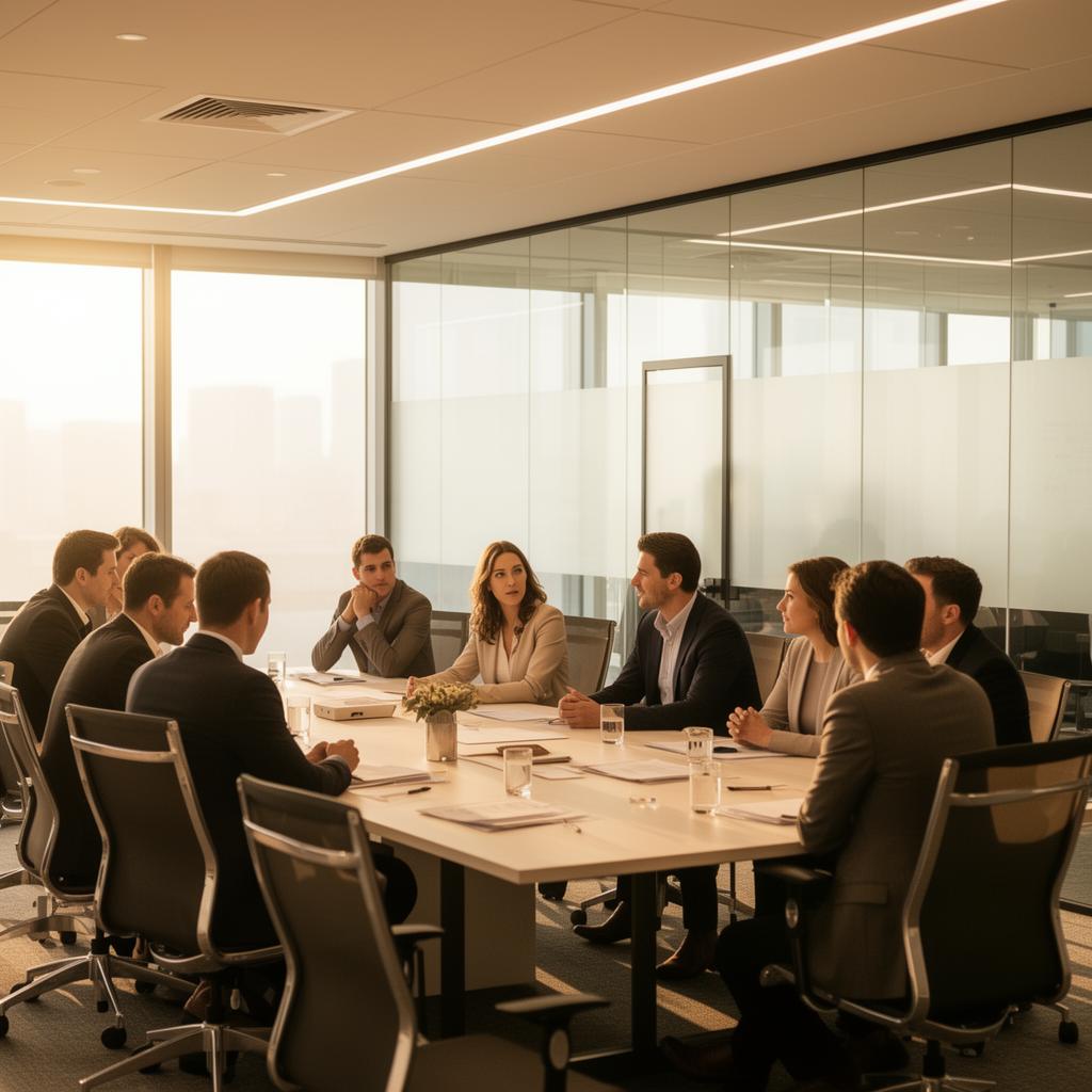 Large corporate team meeting