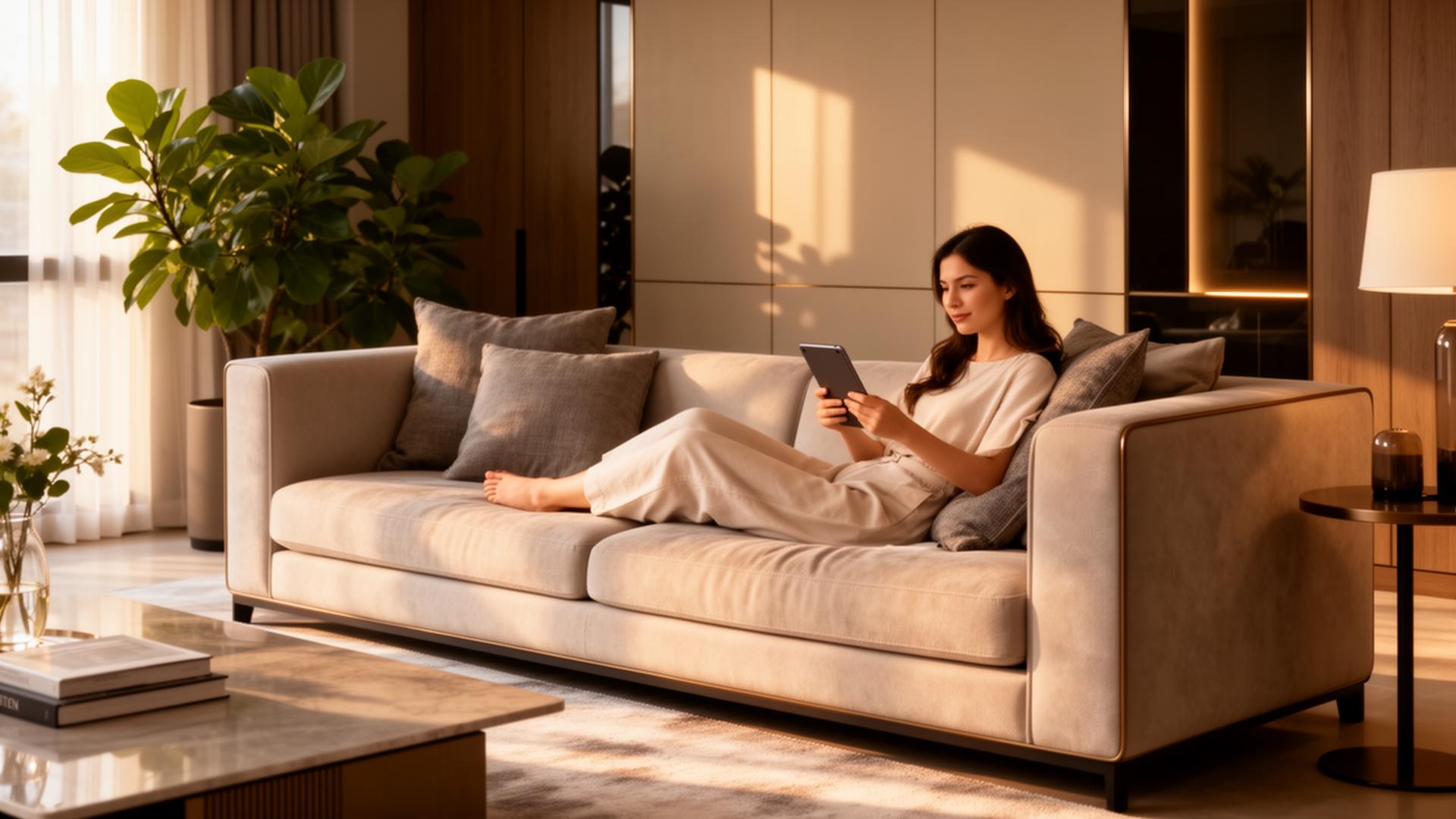 Customer comfortably using their device at home