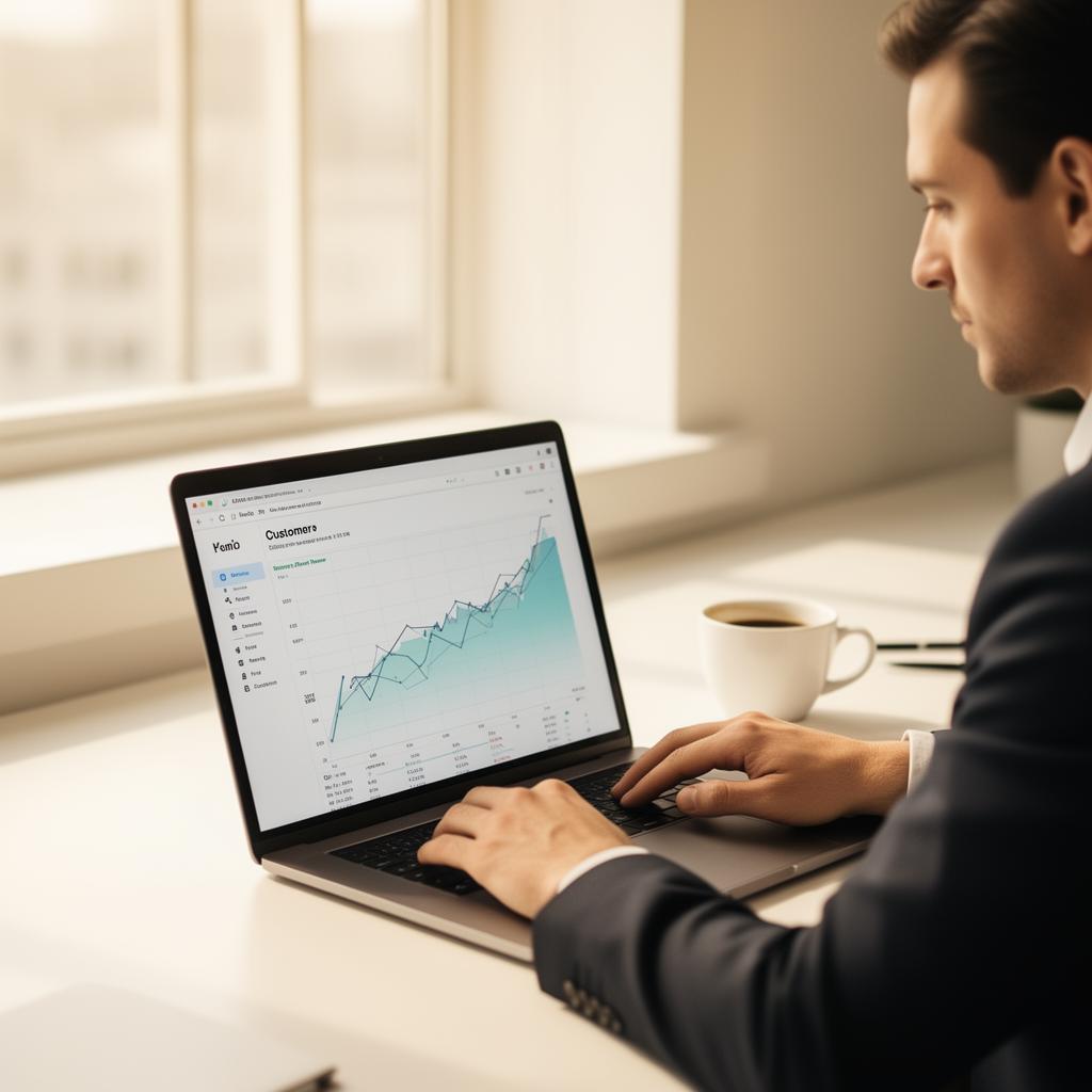 Manager reviewing customer revenue data